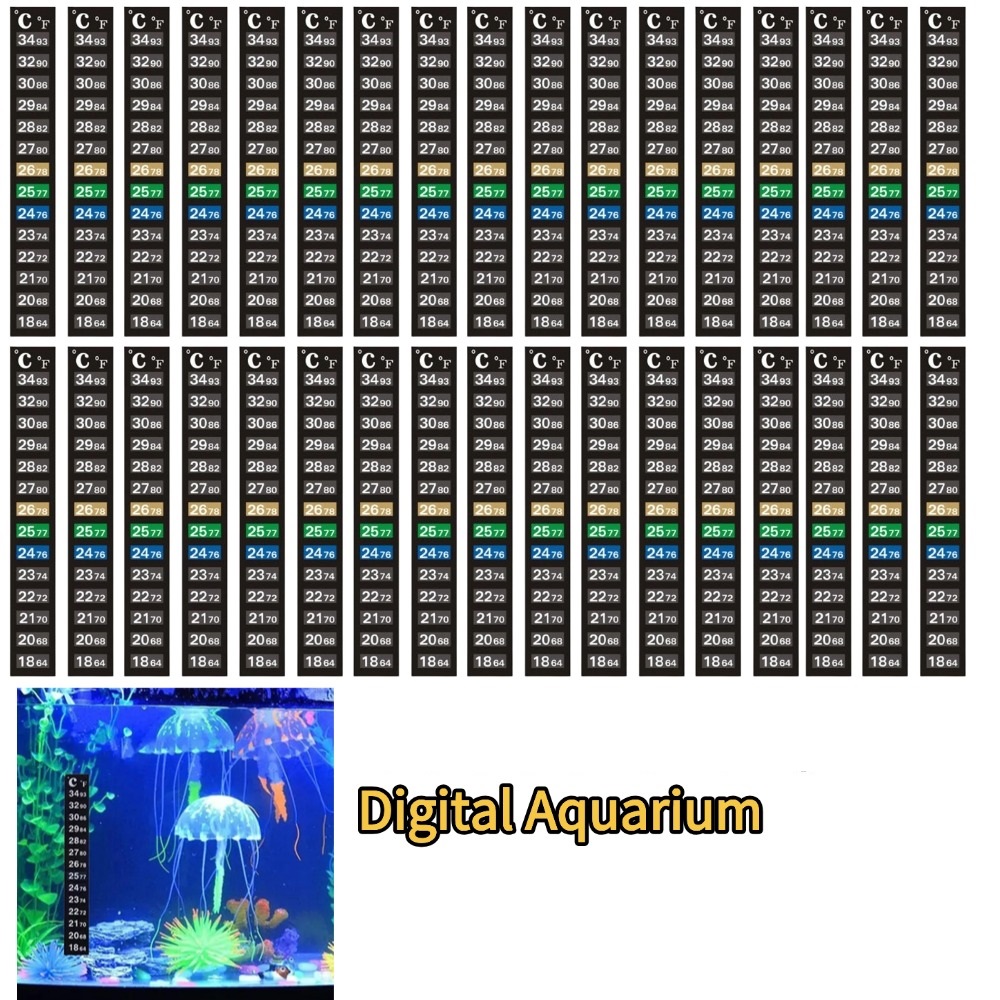 Temperature Strip Thermometer - 1/5 個デジタル水族館ホームスティックオン温度計水槽ストリップデュアルスケール C/F 変色温度測定ステッカーツール