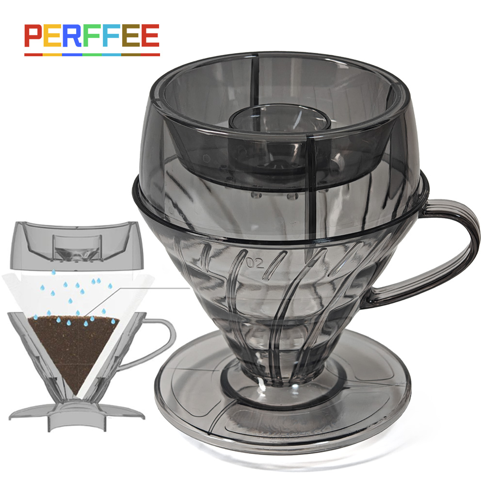 Coffee Equipment V60 - コーヒーフィルタードリップシャワーV02コーヒードリッパーV型プアオーバーコーヒードリッパーハンドブリューコーヒーフィルターカッププラスチック60度