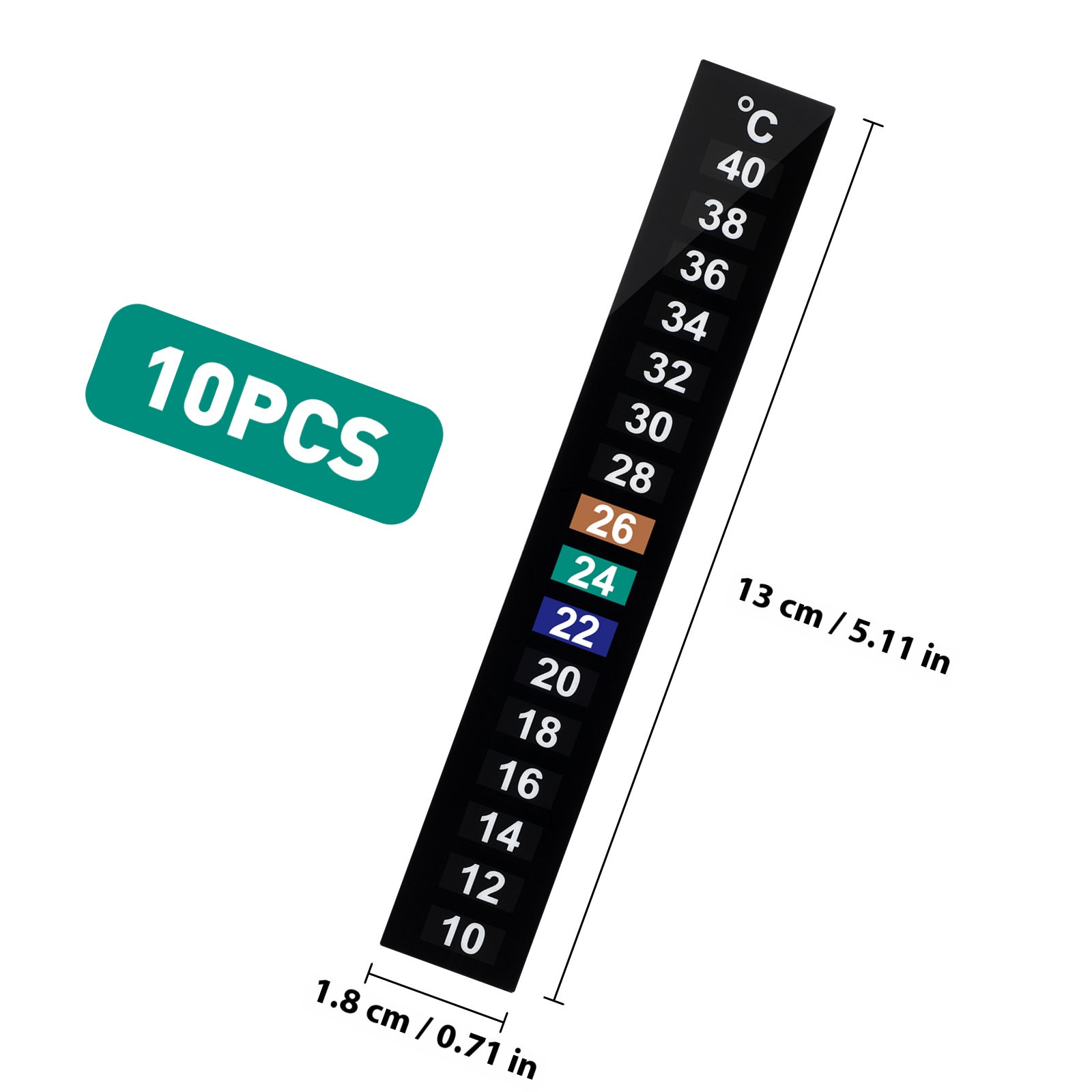 10個入り液晶温度計ストリップ 粘着式 読みやすい 水槽温度 - Temperature Strip Thermometer のレビューと価格