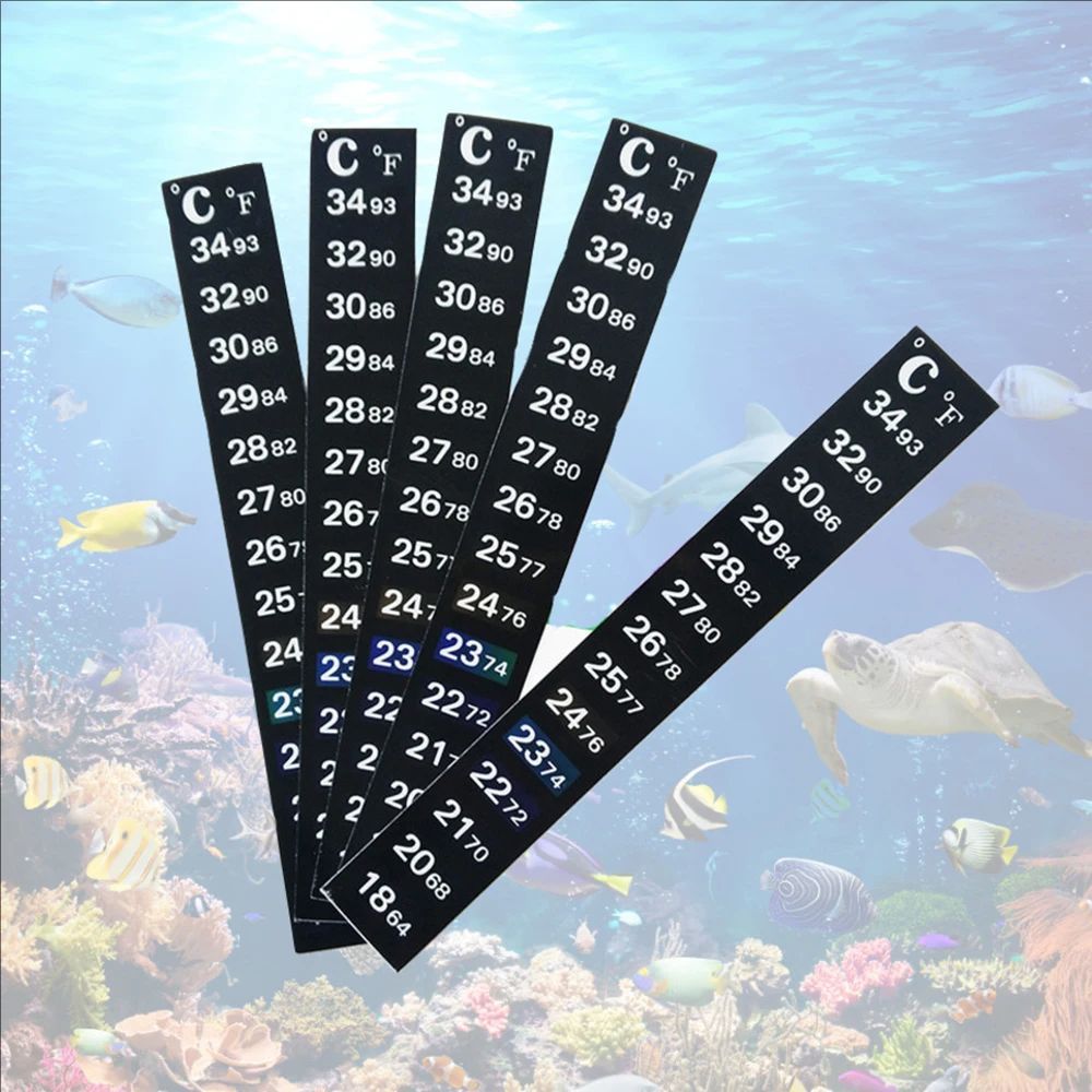 5 個/10 個水族館の水槽ストリップ貼り付け式変色温度計ス - Temperature Strip Thermometer のレビューと価格
